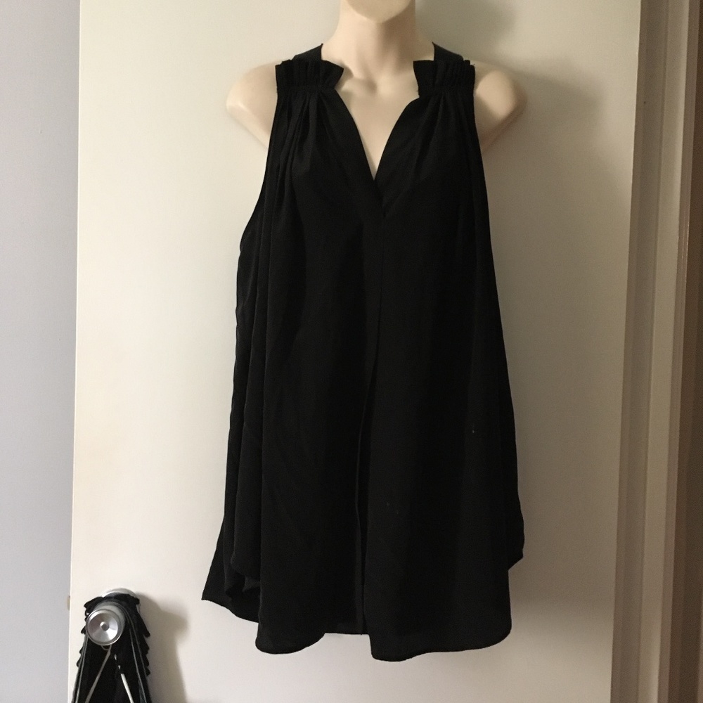 HATCH Black Silky Sleeveless Trapeze Style Blouse One Size